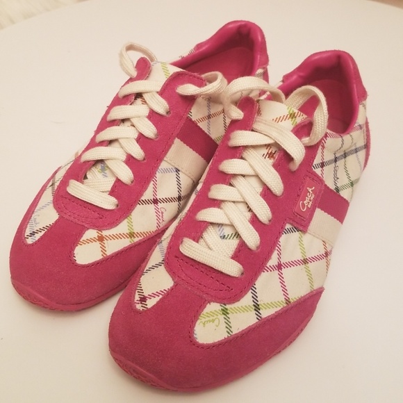 Coach Shoes - Coach Pink White Green and Blue Navy Sneakers